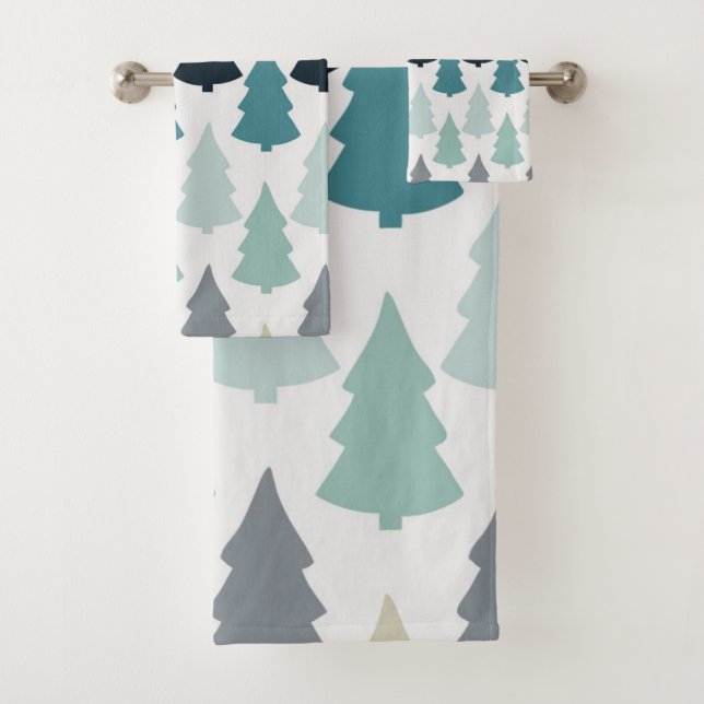 Christmas tree pattern bath towel set (Insitu)