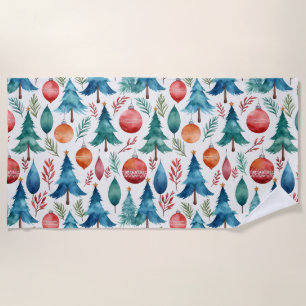 Christmas Tree Pattern Beach Towel