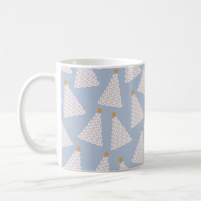 Christmas Tree Pattern Blue Coffee Mug (Left)