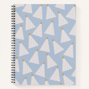 Christmas Tree Pattern Blue Notebook