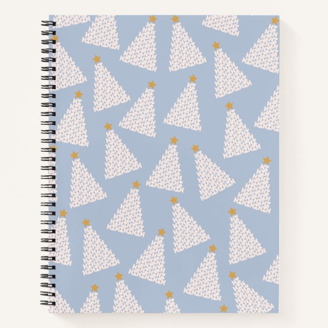 Christmas Tree Pattern Blue Notebook (Front)