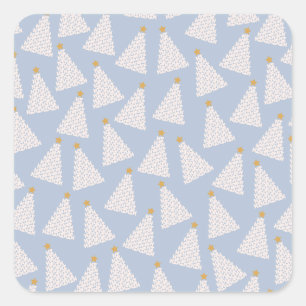Christmas Tree Pattern Blue Square Sticker