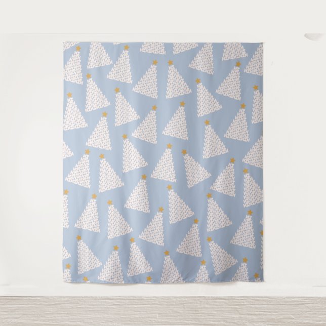 Christmas Tree Pattern Blue Tapestry (Front)