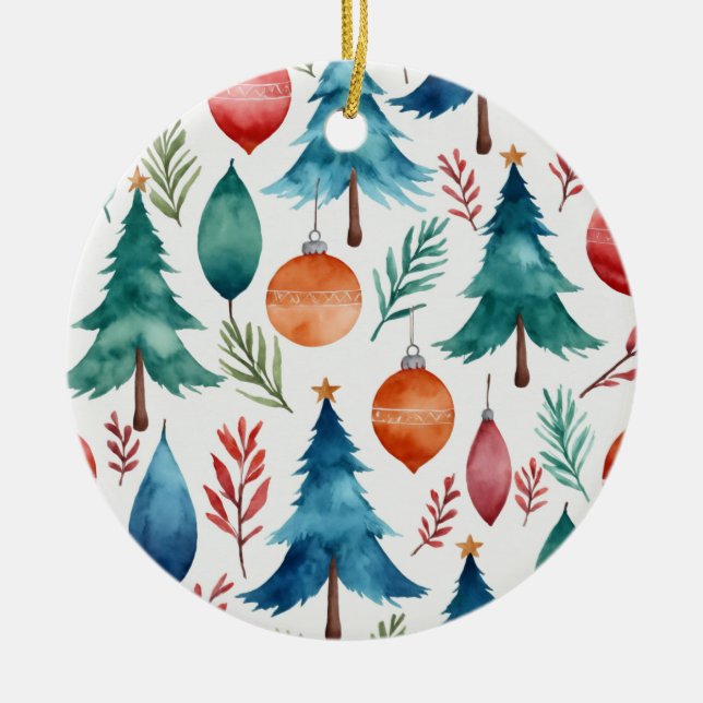 Christmas Tree Pattern Ceramic Tree Decoration (Front)