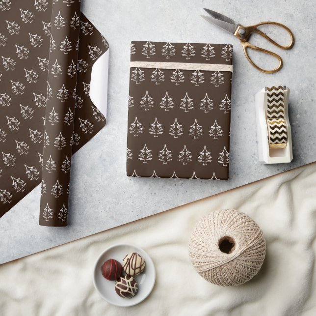 Christmas Tree Pattern Dark chocolate Wrapping Paper (Crafts)