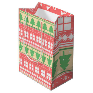Christmas Tree Pattern - Elegant Holiday Medium Gift Bag