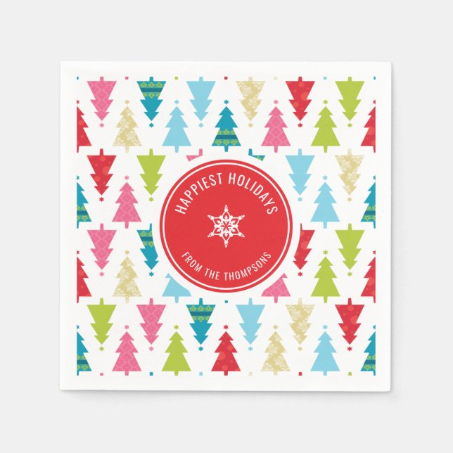 CHRISTMAS TREE PATTERN festive modern minimal Napkin (Front)