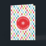 CHRISTMAS TREE PATTERN festive modern minimal red Card<br><div class="desc">by kat massard >>> kat@simplysweetPAPERIE.com <<< Stylish & festive, Christmas tree pattern design with your own personalised holiday logo. Share the joy! - - - - - - - - - - - - - - - - - - - - Matching items available from my store - check it...</div>