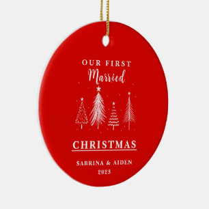 Christmas Tree Pattern First Married Christmas Ceramic Tree Decoration