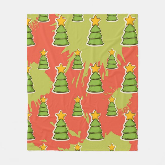 Christmas tree pattern fleece blanket (Front)