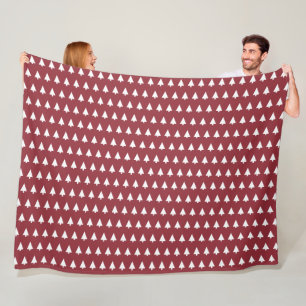 Christmas Tree Pattern Geometric Scandi Dark Red Fleece Blanket