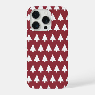 Christmas Tree Pattern Geometric Scandi Dark Red iPhone 15 Pro Case