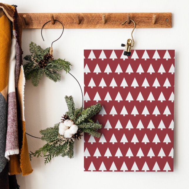 Christmas Tree Pattern | Geometric Scandi Dark Red Poster (Creator Uploaded)