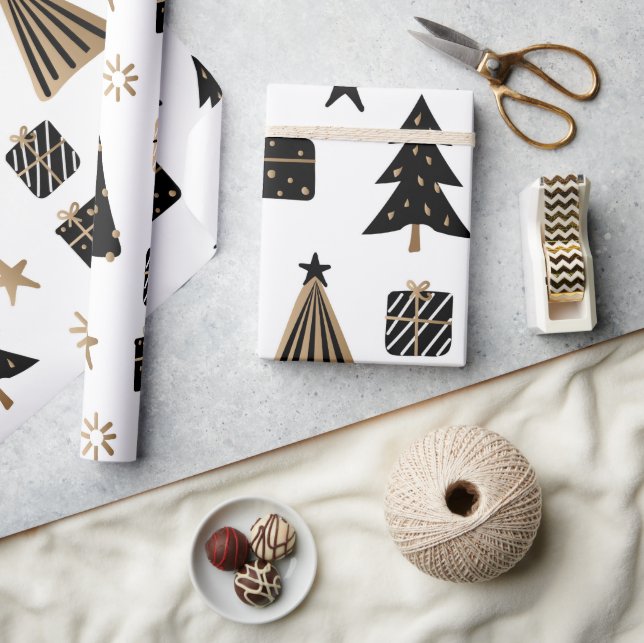 Christmas Tree pattern | Gold | Minimalistic Wrapping Paper (Crafts)