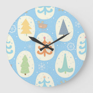 Christmas tree pattern large clock