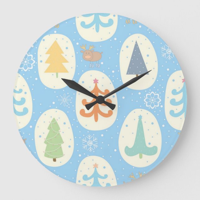 Christmas tree pattern large clock (Front)
