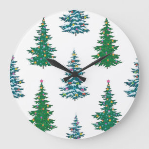 Christmas tree pattern large clock