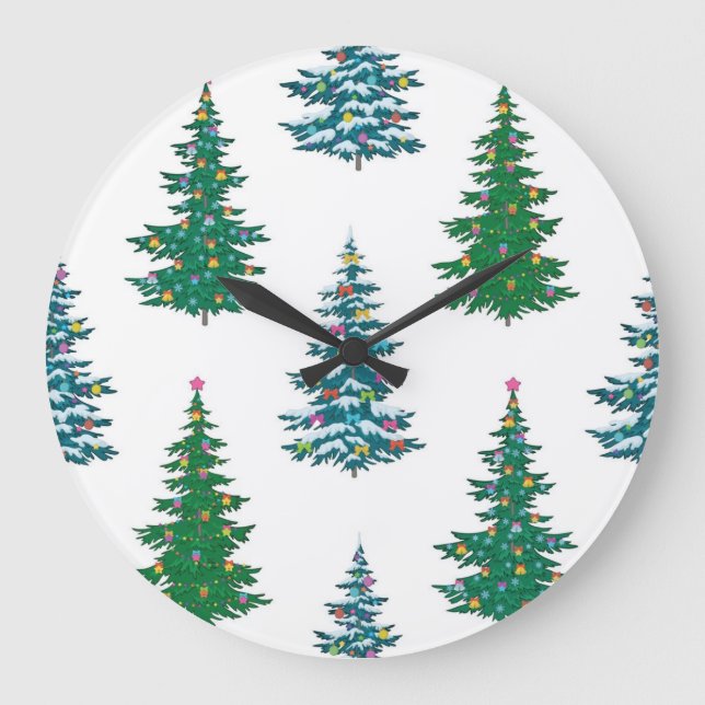 Christmas tree pattern large clock (Front)