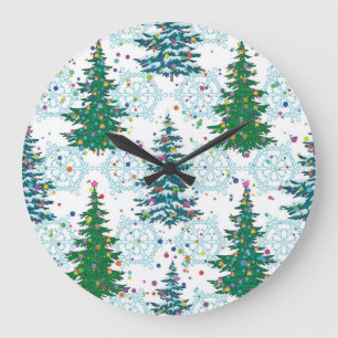 Christmas tree pattern large clock