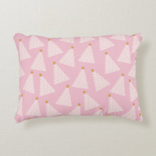 Christmas Tree Pattern Pink Decorative Cushion