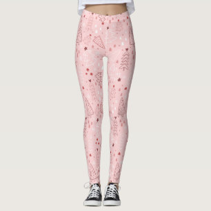 Christmas Tree Pattern Pink Leggings