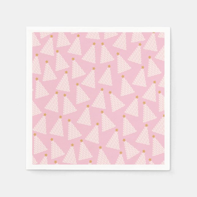Christmas Tree Pattern Pink Napkin (Front)