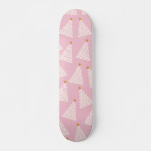 Christmas Tree Pattern Pink Skateboard