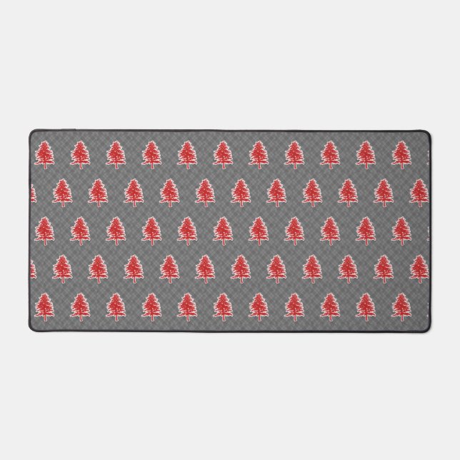 Christmas Tree Pattern Plaid Background Holiday  Desk Mat (Front)
