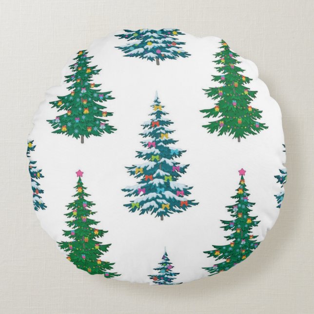 Christmas tree pattern round cushion (Front)