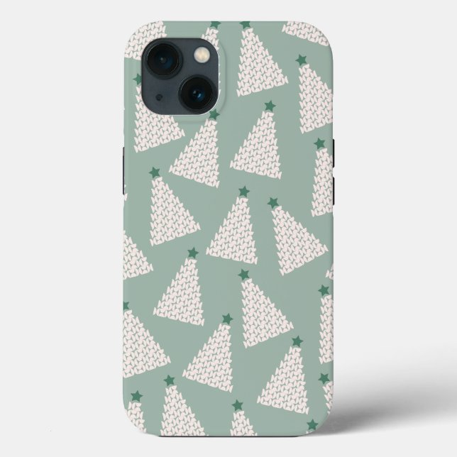 Christmas Tree Pattern Sage Green Case-Mate iPhone Case (Back)