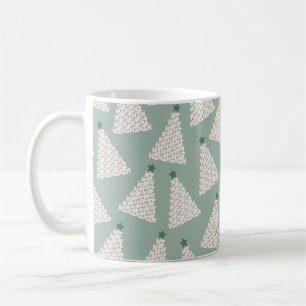 Christmas Tree Pattern Sage Green Coffee Mug