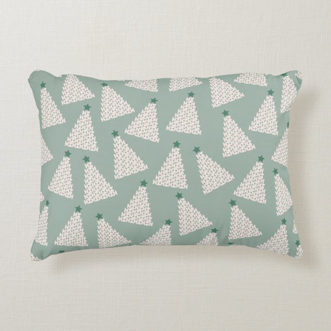 Christmas Tree Pattern Sage Green Decorative Cushion (Front)