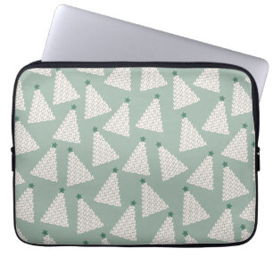 Christmas Tree Pattern Sage Green Laptop Sleeve