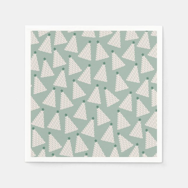 Christmas Tree Pattern Sage Green Napkin (Front)