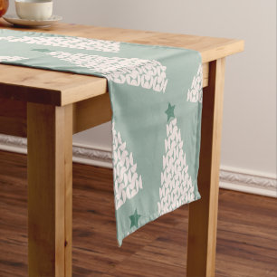 Christmas Tree Pattern Sage Green Short Table Runner