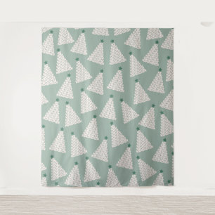 Christmas Tree Pattern Sage Green Tapestry