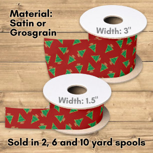 Christmas Tree Pattern Satin Ribbon