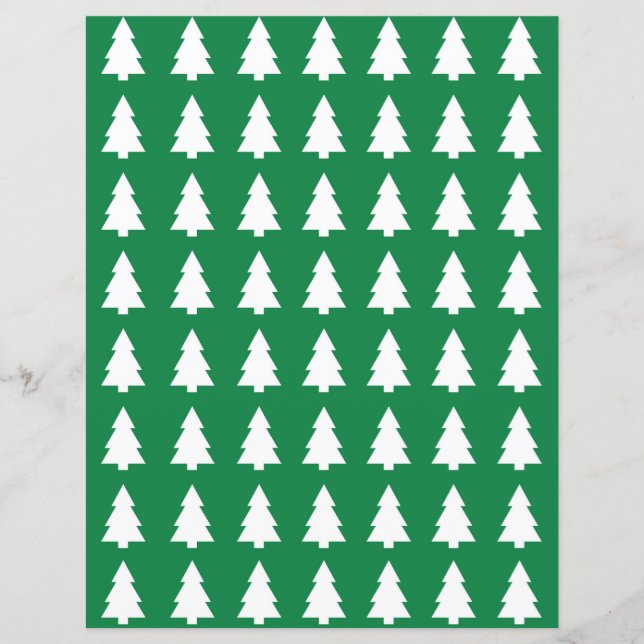 Christmas Tree Pattern Scrapbook Paper - Green (Front)