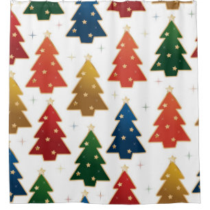 Christmas tree pattern shower curtain