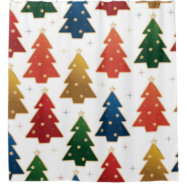Christmas tree pattern shower curtain (Front)