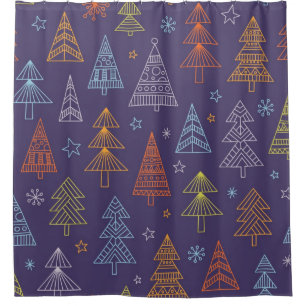 Christmas tree pattern shower curtain