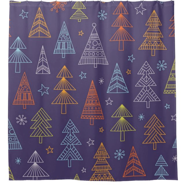 Christmas tree pattern shower curtain (Front)