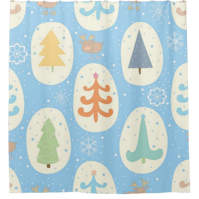 Christmas tree pattern shower curtain (Front)