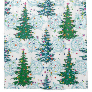 Christmas tree pattern shower curtain