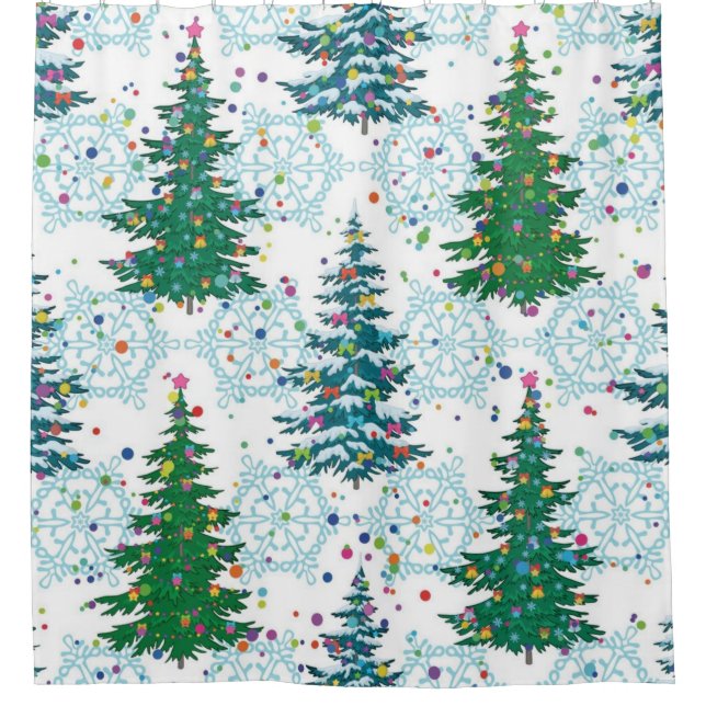 Christmas tree pattern shower curtain (Front)