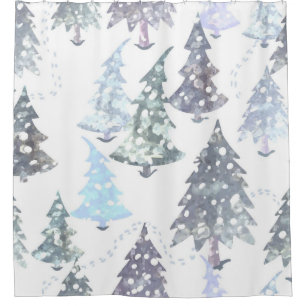 Christmas tree pattern shower curtain