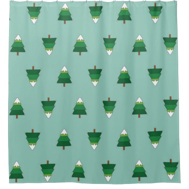 Christmas tree pattern shower curtain (Front)