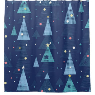 Christmas tree pattern shower curtain