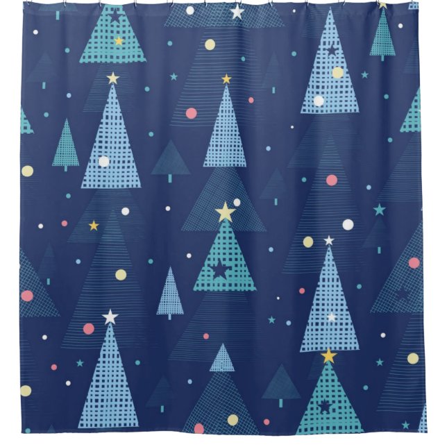 Christmas tree pattern shower curtain (Front)