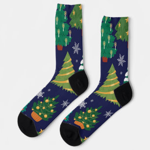 Christmas tree pattern socks
